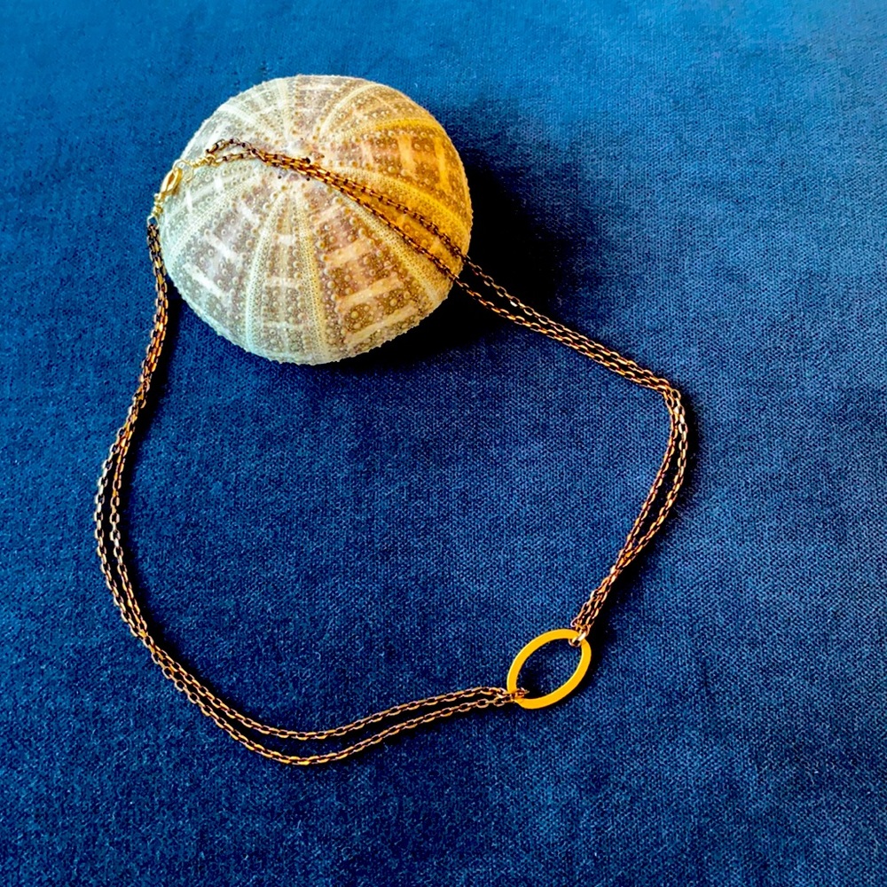 CV Designs mixed metals oval double chain necklace